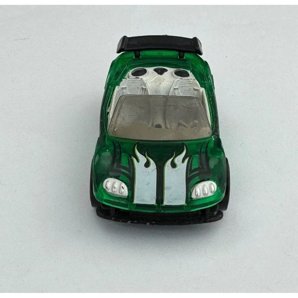 Hot Wheels Trak-Tune 2003 Translucent Green‎ White Flames 143 Diecast Tuner Car
